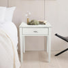 Alto 18" Square Italian Carrara White Marble Side Table with Black Wood Legs