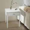 Alto 18" Square Italian Carrara White Marble Side Table with Black Wood Legs