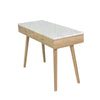 Viola 44" x 15" Rectangular Italian Carrara White Marble Writing Desk with Legs