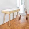 Viola 44" x 15" Rectangular Italian Carrara White Marble Writing Desk with Legs