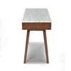 Viola 44" x 15" Rectangular Italian Carrara White Marble Writing Desk with Legs