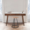 Viola 44" x 15" Rectangular Italian Carrara White Marble Writing Desk with Legs