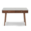 Viola 44" x 15" Rectangular Italian Carrara White Marble Writing Desk with Legs