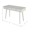 Viola 44" x 18" Rectangular Italian Carrara White Marble Writing Desk with Legs