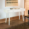 Viola 44" x 15" Rectangular Italian Carrara White Marble Writing Desk with Legs